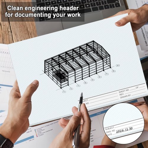2 Pack 100 Sheets 11" x 17" Isometric Graph Paper Pad Landscape for 3D Designs Architecture Landscaping Engineering Drafting (Landscape)