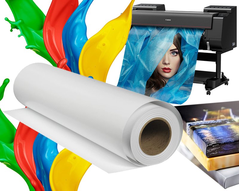 Inkjet Canvas Roll 36”x40’ Poly-Cotton Aqueous Water Based 12 oz. (360 GSM) Matte Professional Digital Waterproof Printing Instant-Dry for Dye and Pigment Inkjet Printers