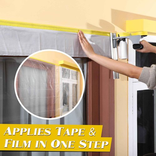 Enhon Painter's Tape and Masking Film Dispenser Kit with 12 Inch Film Blade for CuttingTape, Masking Film & Paper, Masking Tool for Home, Office Improvements Protects Surfaces from Paint Splatters