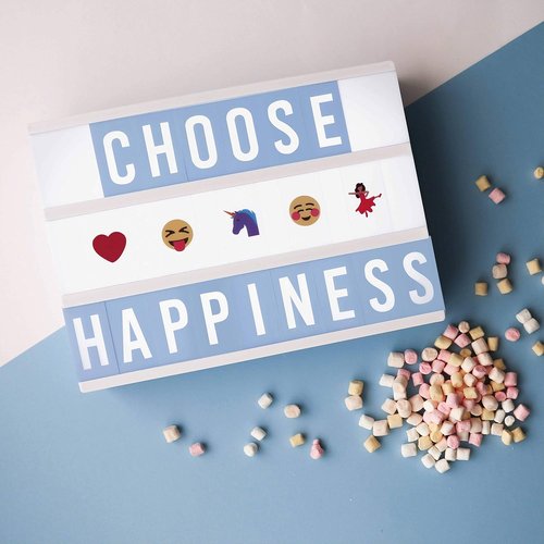 Bonnyco Blue Cinema Light Box - 400 Letters & Emojis | LED Decor for Boys' Bedrooms & Baby Showers