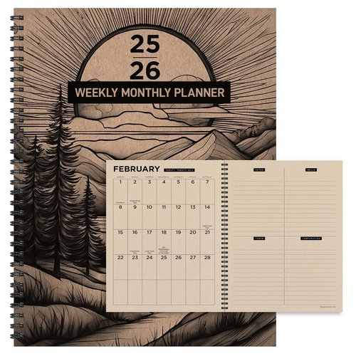 TF Publishing July 2025 - June 2026 Into the Wild Large Weekly Monthly Planner - 12 Month Academic Planner 2025-2026 with Durable Cover, Thick Uncoated Paper, and Planning Stickers - 9in x 11in