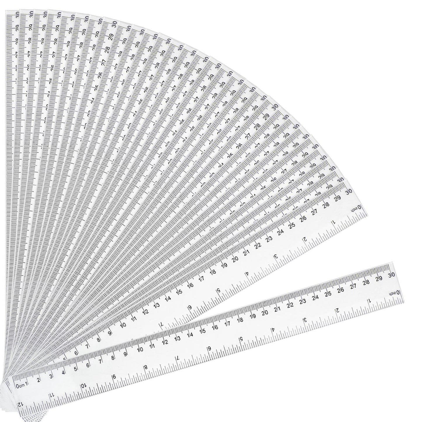 30 Packs Clear Plastic Ruler 12 Inch with Centimeter and Millimeter, Metric Rulers Bulk for Kids Classroom School Office