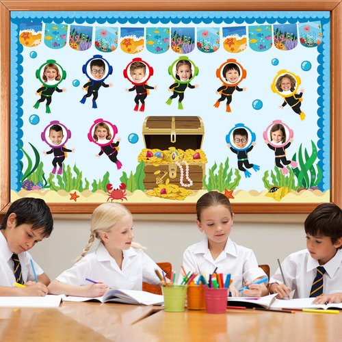 gisgfim 80Pcs Summer Cutouts Diving Suit Decorations Under the Sea Bulletin Board Ocean Diver Paper Cut-Outs Classroom Decor for Boy Girl DIY Craft Photo Wall Kindergarten Preschool Party Favor Supply