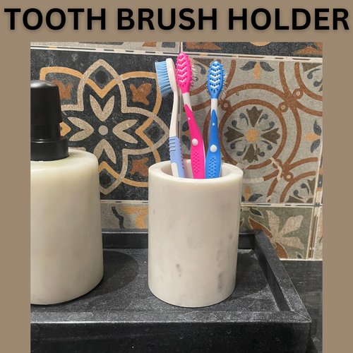 KC KULLICRAFT Natural Marble Pencil Pen Holder Stand for Desk, Makeup Brush Cup for Girls, Bathroom Tumbler Cup, Durable Office & Home Organizer Pencil Holder