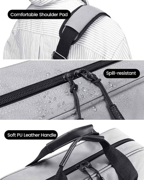 egiant 4 Inch 3 Ring Zipper Binder with Shoulder Strap & Handle & Multi-Pocket - 4" Binder with Zipper for School, Compatible with 13-Inch MacBook/Tablet -Patent Design Grey