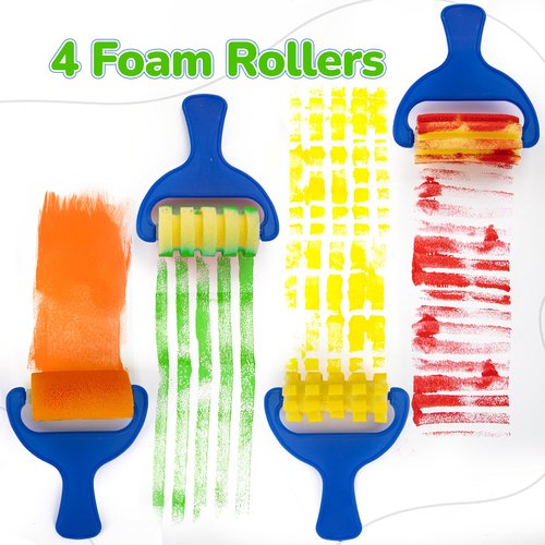 ArtCreativity Kids Paint Set with Brushes & Foam Roller - 18 Pcs - Premium Toddler Painting Kit with 6 Paint Bottles - Develop Fine Motor Skills - Classroom Arts & Crafts Supplies for Kids