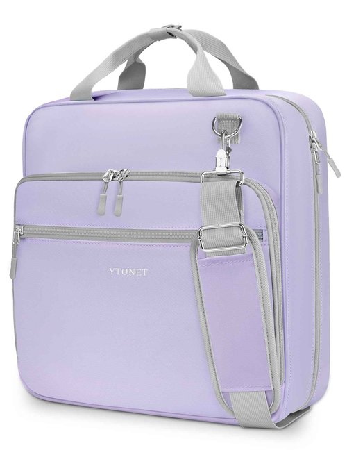 Ytonet Zipper Binder with Shoulder Strap, 3 Inch 3 Ring Binder with Zipper, 600 Sheets Large Capacity Waterproof School Binders Organizer for Girls Students Fit 15.6 Inch Laptop, Purple