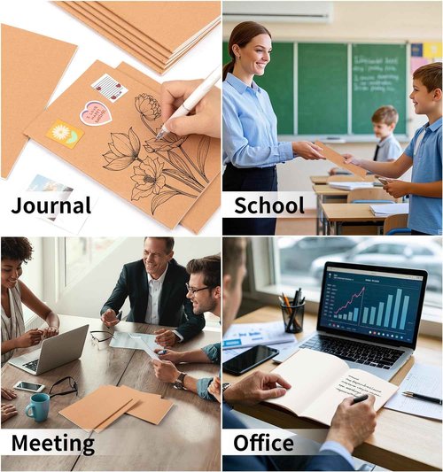 ALKALO 100 Pack A5 Blank Kraft Notebooks Bulk, Journaling Notebooks, Soft Cover Composition Notebook, 8.3x5.5 Inches 60 Pages Travel Journal Notebooks Set for Work, School, Student, Kids, Writing