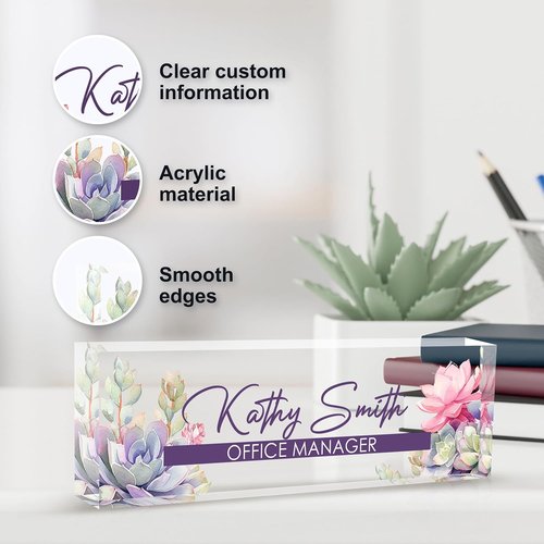 A-Blooming Personalized Desk Name Plate - Custom Acrylic Office Accessory | Unique Gifts for Coworkers & Teachers