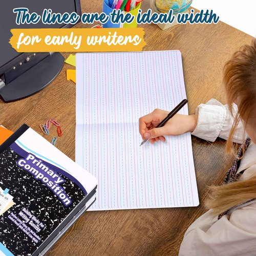 Watersay 30 Pack Operation Christmas Items Primary Ruled Composition Notebook, Grade K-2 Journal 50 Sheets, 7-1/2" x 9-3/4" Writing Notebook for Kids Kindergarten Preschool 1st 2nd Grad (Black)