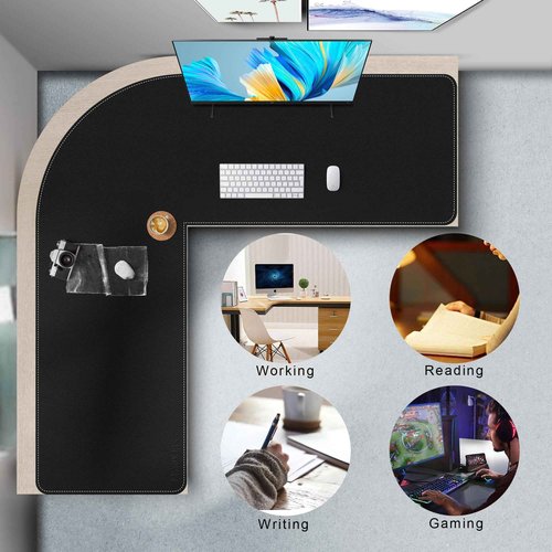 Mydours 61"x61"x20" Super Large Desk Mat, Full Mouse Pad for L-Shaped Standing Desk, Double-Sided Mat with PU Leather Surface, Extended Coverage for Large L Shaped Desk, Compatible with Home & Office