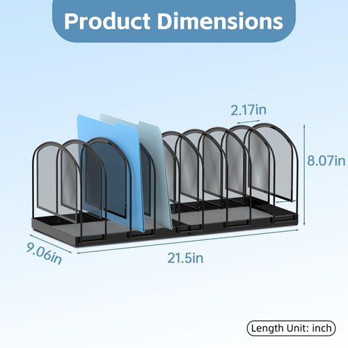 SUPEASY File Organizer for Desk, 9-Section Mesh Desk Organizer, Vertical File Holder Desktop Organizer File Sorter, File Folder Holder for Office Supplies, Black