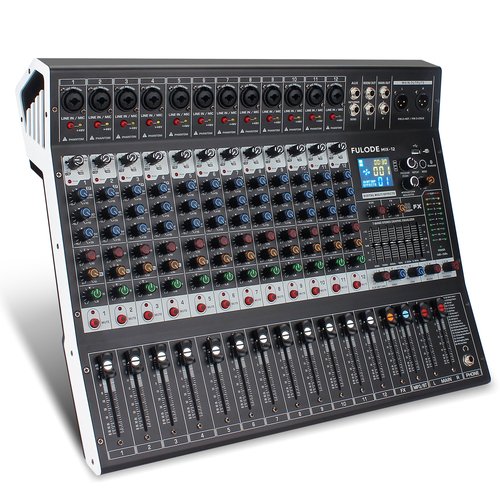 FULODE 12-Channel Bluetooth Studio Audio Mixer 99 Bit DSP Digital Processor w/USB MP3 for PC Recording Input, XLR Microphone Jack, 48V Power, For Professional and Beginners DJ Mixer