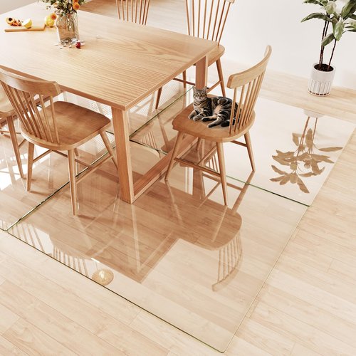InfiniGlass Tempered Glass Chair Mat 60"x48" – Ultra-Clear Office Chair Mat for Hardwood Floors & Low-Pile Carpets – Heavy-Duty 0.2" Scratch-Resistant Surface with Non-Slip Pads – Supports 1,000 lbs