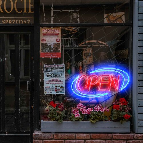 Open Signs for Business,Neon Open Sign Led,32"x 16",Remote Control Open/Closed Bussiness Hour Sign Set,Light for Bar Coffee Salon Store Window,12V/3A Adapter with ON/OFF Switch (Blue/Red Oval)