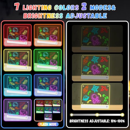 Lumi Board - Rechargeable LED Drawing Board for Kids | 7 Colors, Magnetic, Light-Up Acrylic Gift
