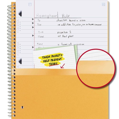 Five Star Spiral Notebook + Study App, 3 Subject, Wide Ruled Paper, 10-1/2" x 8", 150 Sheets, Red (72029) (Pack of 6)