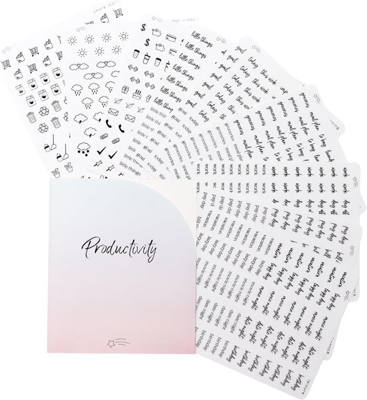 Clear Black Foil Planner Stickers - Functional Icons & Words for Easy Organization | Over 600 Stickers Included
