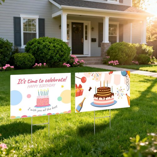Skiennix 10 Pack Lawn Signs - Blank Corrugated Plastic Yard Signs 17x12 Inches with Stakes for Events
