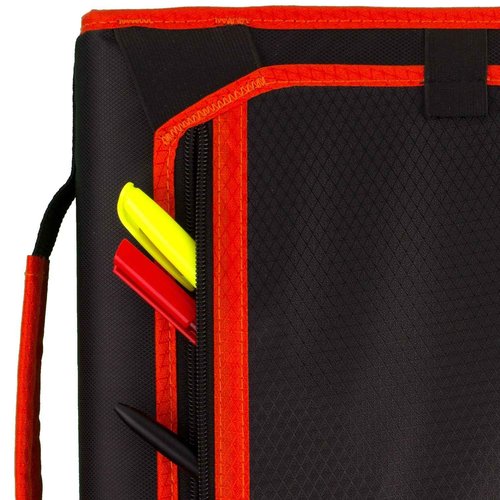 Five Star Zipper Binder, 2 Inch 3-Ring Binder with Round Rings, Expansion Panel and 5-Tab Expanding File, 580 Sheet Capacity, Red/Black (29052CE8)