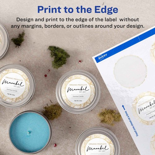 Avery Printable Round Labels with Sure Feed, 2" Diameter, Glossy White, 600 Customizable Labels (22807)