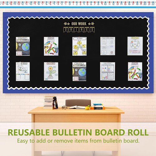 Rsgift Black Bulletin Board Paper Roll 4ft x 15ft, Waterproof Bulletin Board Fabric for Walls, Reusable Bulletin Boards Background Decorations for Classroom, Offices, Crafts & DIY