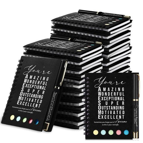 Jetec 25 Sets Team Employee Appreciation Gifts Bulk Office Inspirational Team Together Spiral Notebooks with Ballpoint Pens Thank You Gifts for Vet Tech Medical Assistant Coworker (Black,You Are)