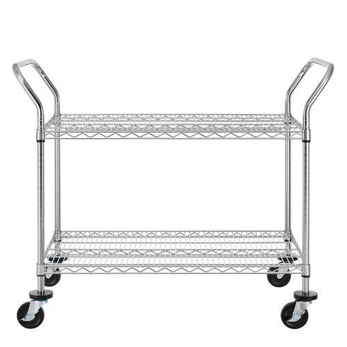 Finnhomy 2-Tier Commercial Grade Rolling Cart, Heavy Duty Utility Cart, Carts with Wheels and Handles, Kitchen Carts on Wheels, Metal Cart with 600 lbs Capacity, Shelf Size 24" D x 40" W, NSF