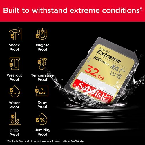 SanDisk 32GB Extreme SDHC UHS-I Memory Card - High-Speed 4K UHD Storage | C10, U3, V30