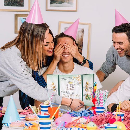 TIACABO Green Gold Birthday Party Decorations,18" x 12" Creative Birthday Decorations Guest Sign in Book Alternative, for Men and Women of All Ages, Happy Birthday Party Supplies