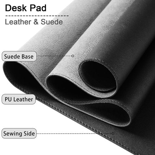 47.2" x 23.6" Large Desk Pad Mat - Non-Slip PU Leather Desk Mat, Large Mouse Pad, Computer Mat for Keyboard Mouse, Waterproof Desk Writing Mat, Desk Blotter Mat for Work (Black)
