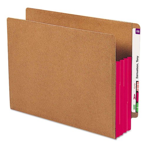 Smead End Tab Pocket, Reinforced Straight-Cut Tab, 3-1/2" Expansion, Extra Wide Letter Size, Redrope with Red Gusset, 10 per Box (73686)