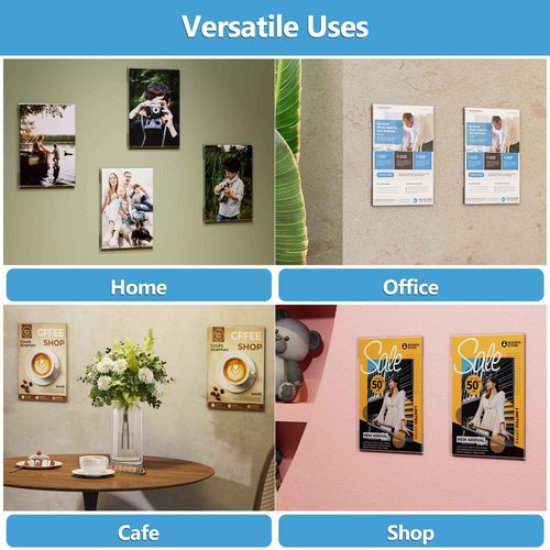 Acrylic Sign Holder 8.5 x 11 Wall Mount, Clear Plastic Sign Display Frame with Adhesive Tape, Vertical Wall Sign Holder for Office, Home, Store, Restaurant, School – 12 Pack