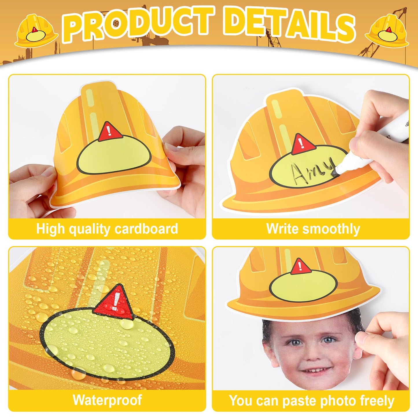 gisgfim 80Pcs Construction Helmet Cutouts Back to School Decorations Bulletin Board Construct Paper Cut-Outs Classroom Decor for Boy Girl DIY Craft Photo Wall Kindergarten Preschool Party Favor Supply