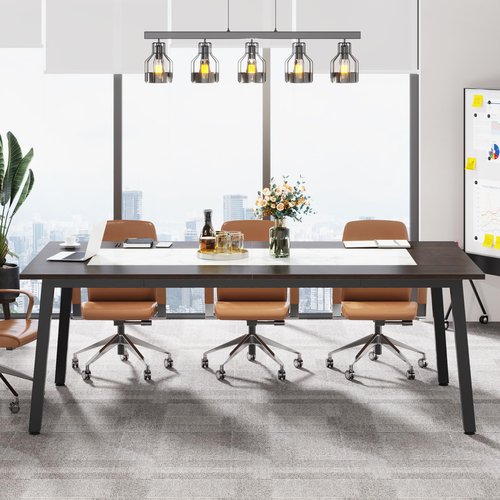 Tribesigns 6.56 FT Conference Table for 8-10 People, 78.74-Inch Large Meeting Table with Metal Frame, Business Wooden Training Table for Office Conference Room Seminar Room