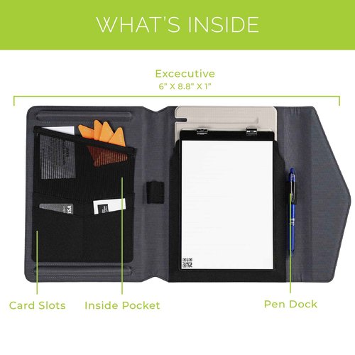 Rocketbook Capsule Cover for Orbit Executive - 100% Recyclable Cover with Pen Holder, Magnetic Clasp & Inner Storage - Black