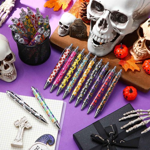 Resurhang 150 Pcs Halloween Pens Bulk Ghost Holiday Novelty Pens 0.5 mm Retractable Black Ink Decorative for Office School Party Favor Supplies Women Gift