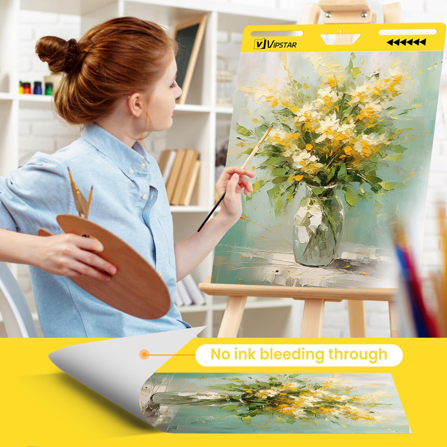 (6 Pads) Sticky Easel Pad 25 in x 30 in Post, Large Self Stick Flip Chart Premium Paper for Teachers, Mount to Most Surfaces and Bleedproof, Super Sticking Power