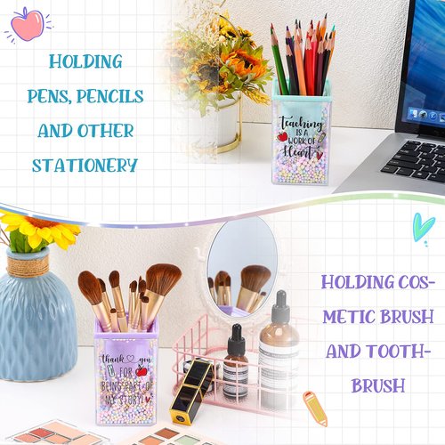Outus 12 Pcs Thank You Gift Bulk Cute Teacher Appreciation Gifts Teacher Bubble Pen Holder Inspirational Pencil Stationery Organizer Gifts for Teachers Gift from Students