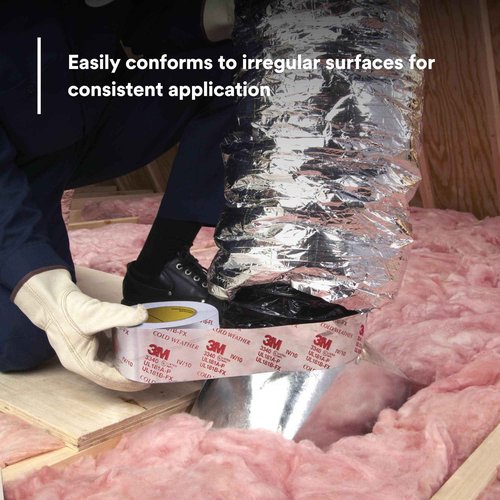 3M Aluminum Foil Tape 3340, 2.5" x 50 yd, 4.0 mil, Silver, HVAC, Sealing and Patching Hot and Cold Air Ducts, Fiberglass Duct Board, Insulation, Metal Repair