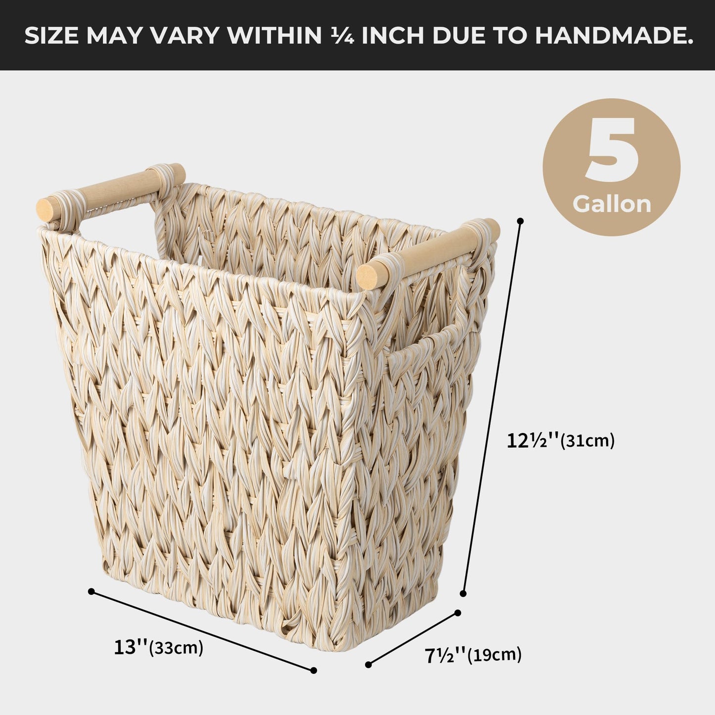 GRANNY SAYS Bundle of 2-Pack Small Waste Basket for Rubbish & 2-Pack Wicker Shelf Baskets