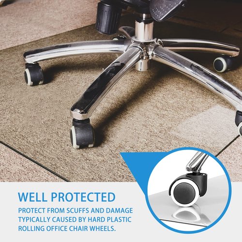 GLSLAND Office Chair Mat, 46" x 55" Premium Tempered Glass Computer Desk Mats Hard Protect Floor, Easy Glide Swivel Chairs Used on Carpet in Home and Office Rectangle Heavy Duty