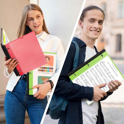 WOT I Telescoping 3 Ring Binder 1 Inch 4 Colors + Telescoping 3 Ring Binder 1 Inch Black 4PCS