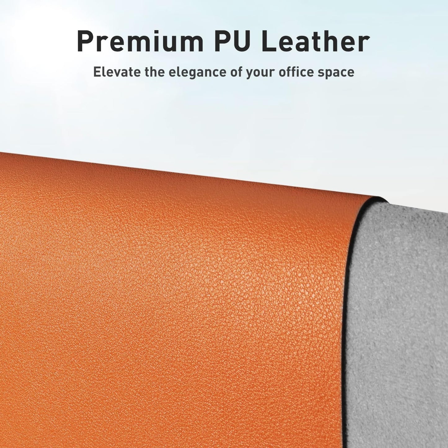 Aothia Leather Desk Pad Protector - Large Non-Slip PU Leather Mat | Waterproof Office Blotter (48"x17", Hermes Orange)