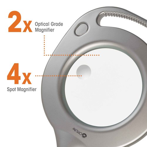 OttLite 43828C 2-in-1 LED Mag Floor and Table Lamps, 4.69" x 15.38" x 17.38", Silver