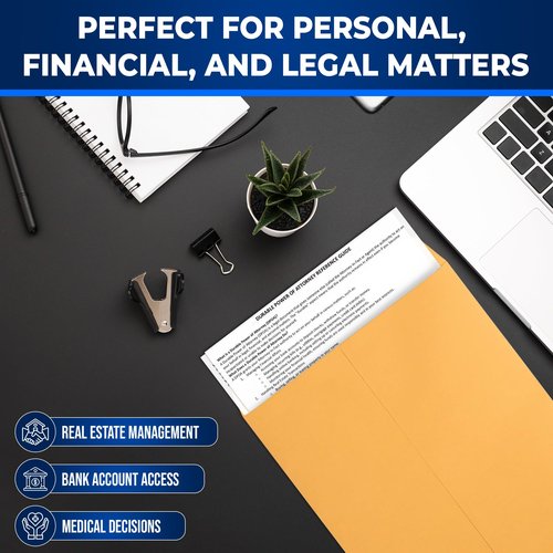 Zastic! 2025 Durable Power of Attorney Forms Kit - Comprehensive Power of Attorney Form for Financial, Legal, and Personal Use – Includes 3 Blank Durable Power of Attorney Forms, Guide, & Envelopes