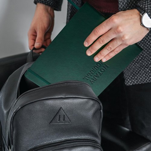 JUBTIC Notary Journal Log Book - Notary Public Journal of Notarial Acts - Notary Supplies with Privacy Guard– Horizontal, 378 Record Entries, 128 Numbered Pages, Hardcover, 10x7″ (Dark Green)