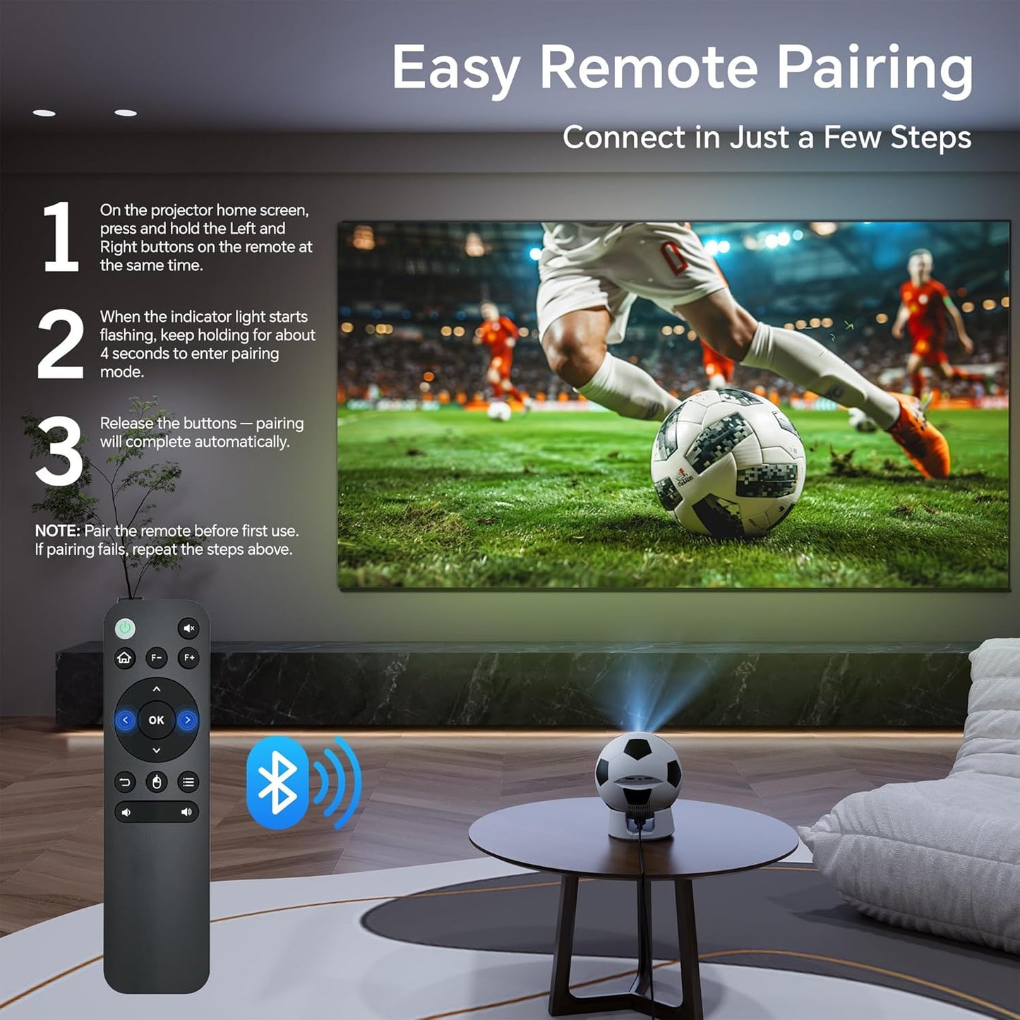 Smart Mini Projector - Android 13 WiFi Bluetooth | 1080P Football-Shaped Movie Projector for Outdoor & Bedroom