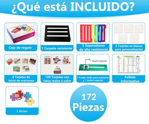 Visual Communication Book,162 ASD Photo Picture Cards: Autism Language Vocabulary, Speech Articulation Therapy, ADHD & Aprexia Learning (Spanish Laminate Real Photo Book, Small)