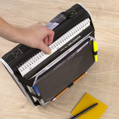 Five Star Zipper Binder, 2 Inch 3-Ring Binder with Round Rings, Expansion Panel and 5-Tab Expanding File, 580 Sheet Capacity, Black/Gray (29052IT8)